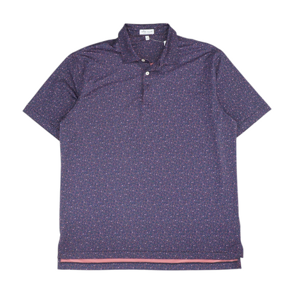 Navy Print Short Sleeve Polo