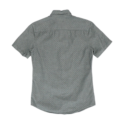 Gray Print Short Sleeve Button Down