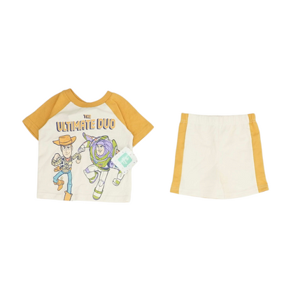 Cream Color Block Short Sleeve Set