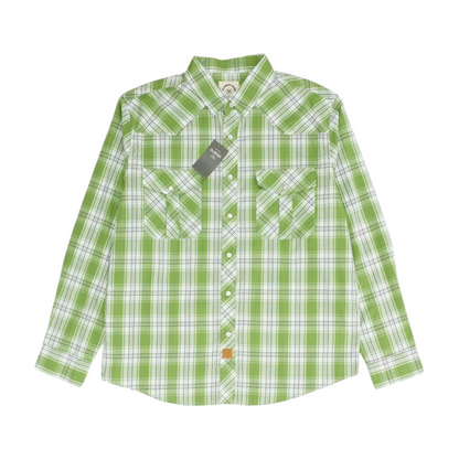 Green Plaid Long Sleeve Button Down