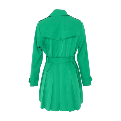 Green Solid Belted Trench Coat