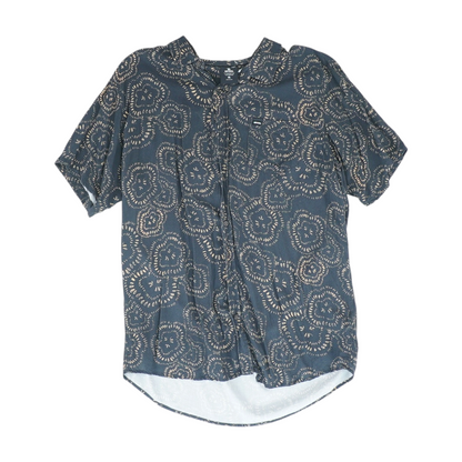 Black Print Short Sleeve Button Down