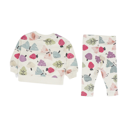 Beige Print Long Sleeve Set