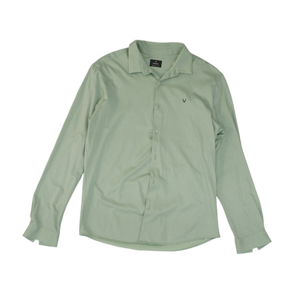 Green Solid Long Sleeve Button Down