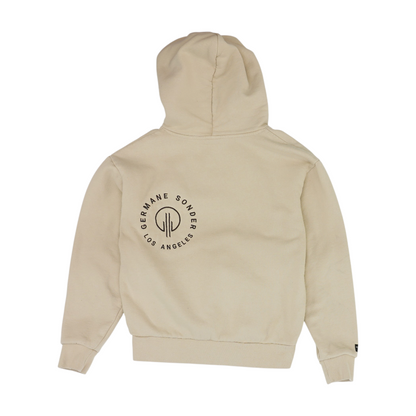 Beige Solid Hoodie Pullover