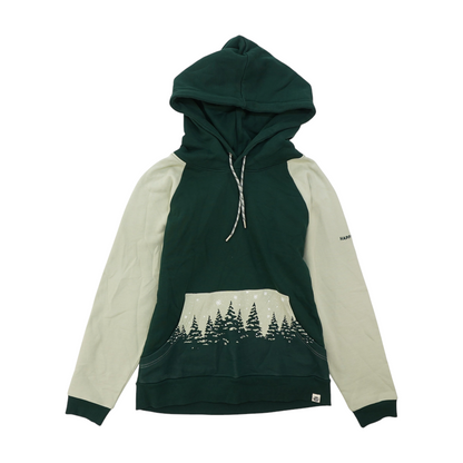 Green Color Block Hoodie Pullover