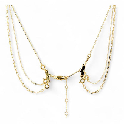 Gold Tone Layered Cubic Zirconia Chain Collar Necklace