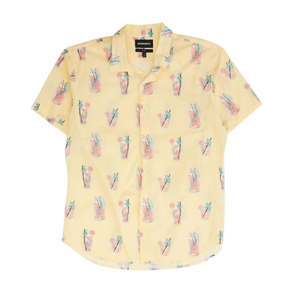 Yellow Print Short Sleeve Button Down
