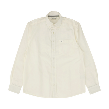 Ivory Solid Long Sleeve Button Down