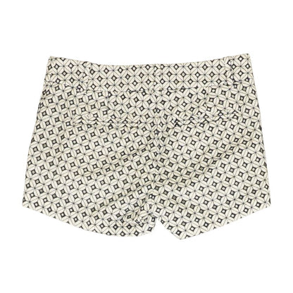 White Geometric Chino Shorts