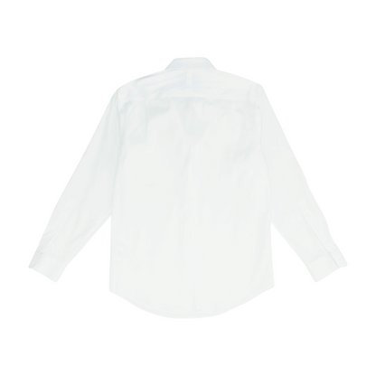 White Solid Long Sleeve Button Down