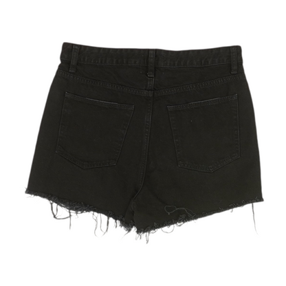 Black Solid Denim Shorts