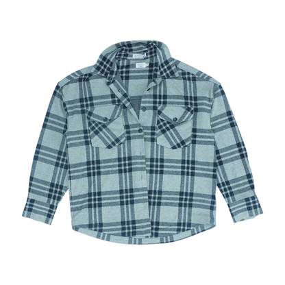 Gray Plaid Flannel Button Down