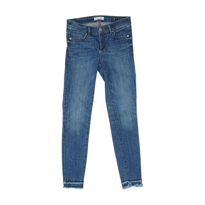 Blue Solid Mid Rise Skinny Leg Jeans