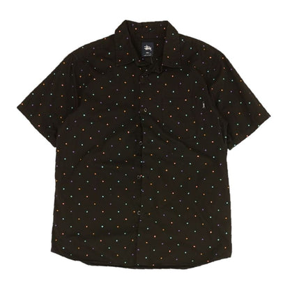 Black Polka Dot Short Sleeve Button Down