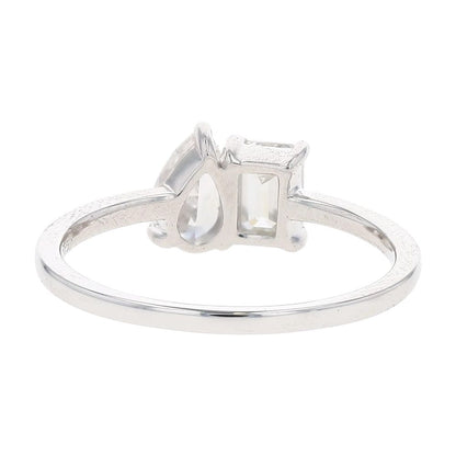 1 Ct 14K White Gold Emerald And Pear Lab Grown Diamond Engagement Ring