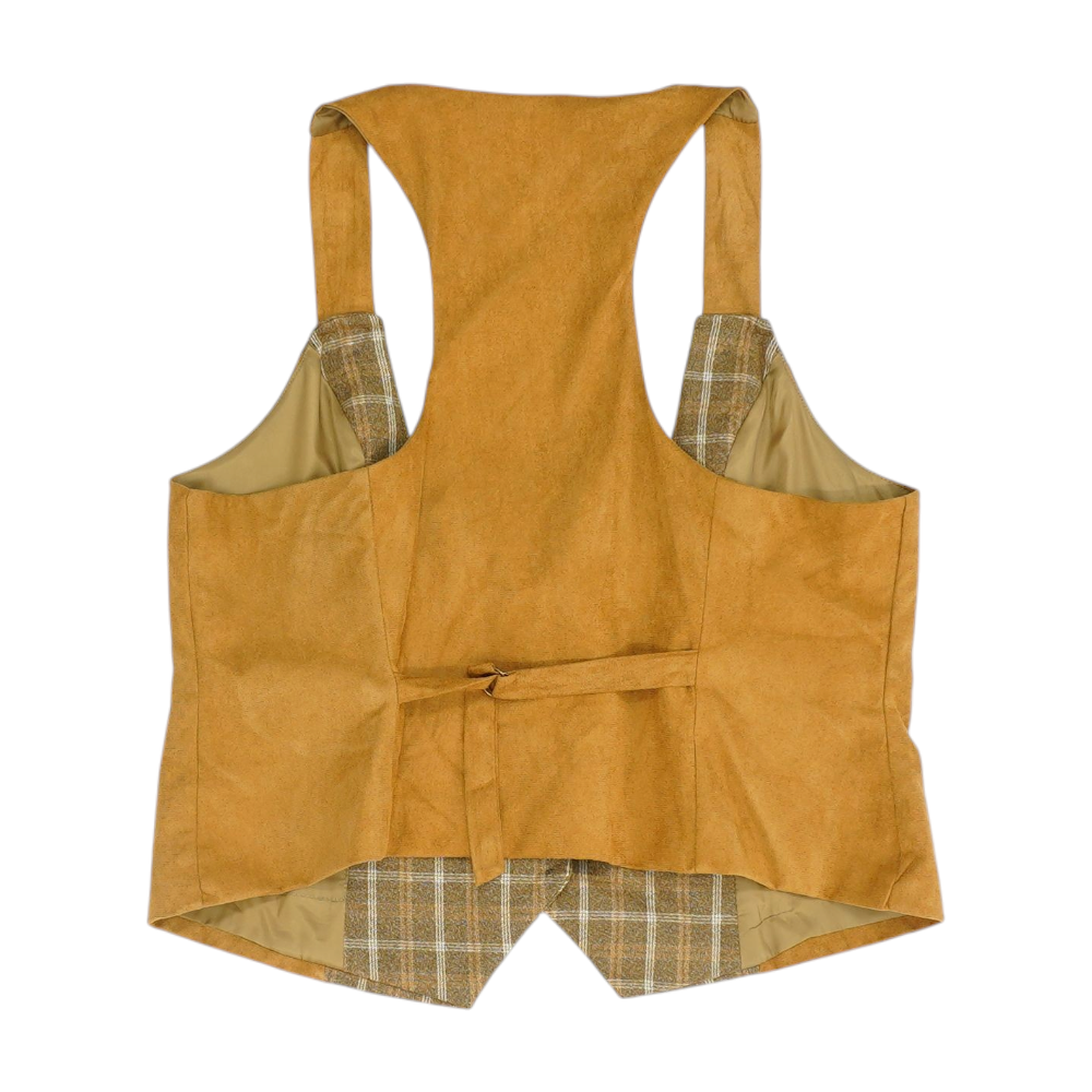 Brown Plus Size Check Blouse Vest
