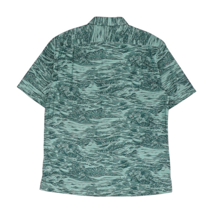 Green Graphic Short Sleeve Button Down