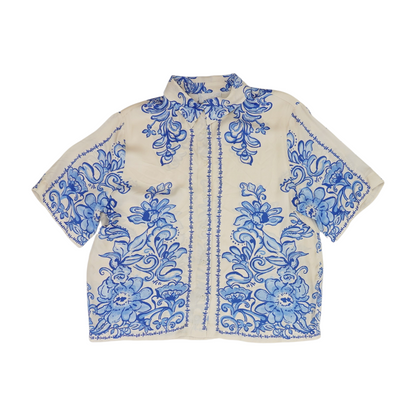 Beige Floral Button Down