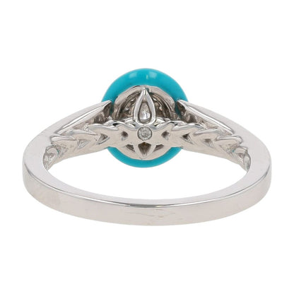 1/4 Ct 14K White Gold Diamond Cluster With Turquoise Enamel Halo Engagement Ring