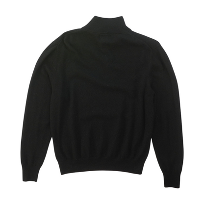 Black Solid 1/4 Zip Sweater