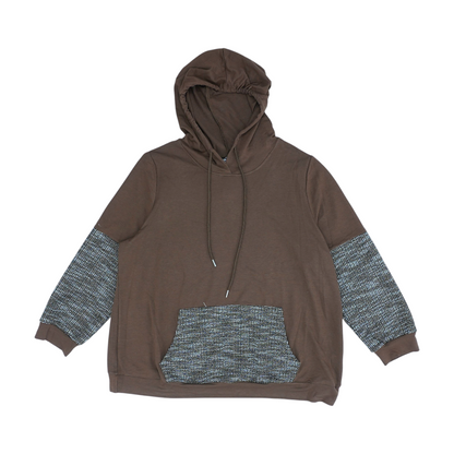 Brown Plus Solid Hoodie Pullover