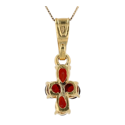 18K Yellow Gold Garnet Pendant Necklace