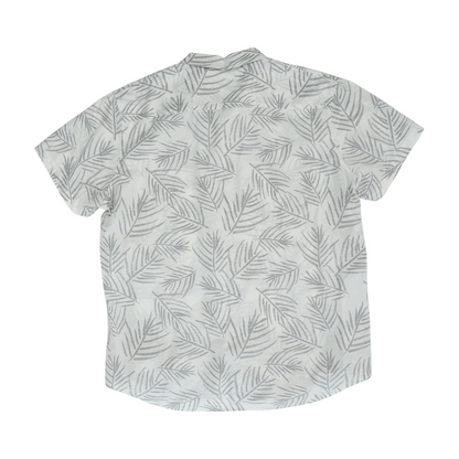 White Print Short Sleeve Button Down