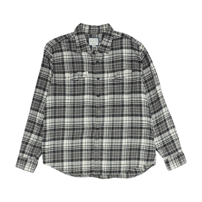 Gray Plaid Flannel Button Down