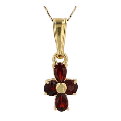 18K Yellow Gold Garnet Pendant Necklace