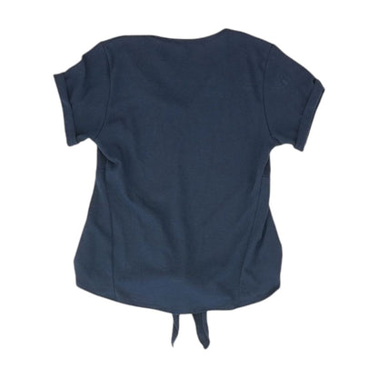 Navy Solid Short Sleeve Blouse