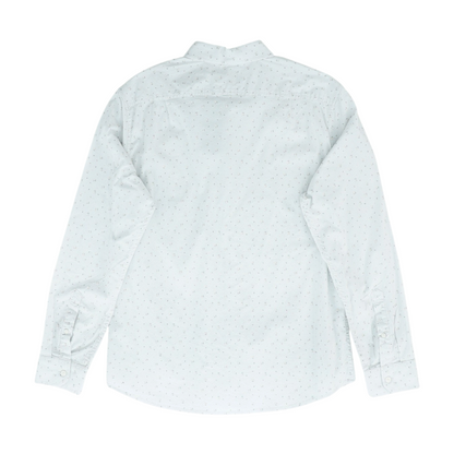 Gray Print Long Sleeve Button Down