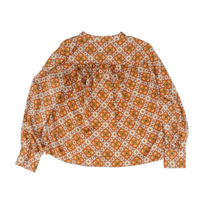 Orange Graphic Long Sleeve Blouse
