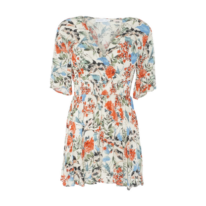 Beige Floral Mini Dress