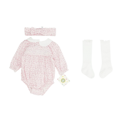 White Floral Long Sleeve One-Piece