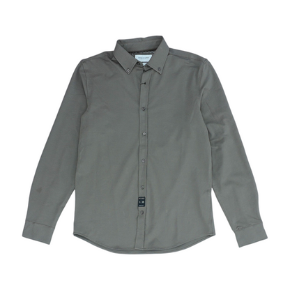 Brown Solid Long Sleeve Button Down