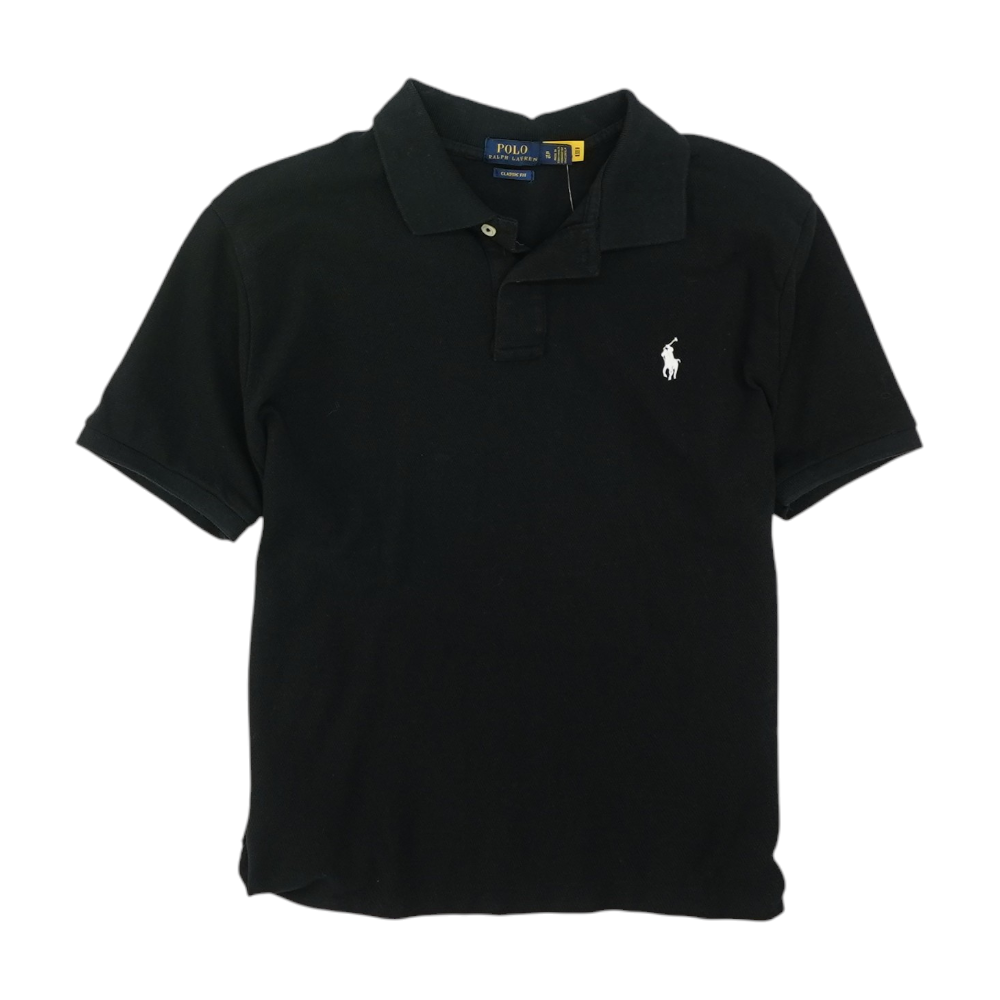 Black Solid Short Sleeve Polo