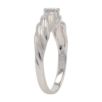 18K White Gold Twist Shank Setting With Small Diamond Promise Ring