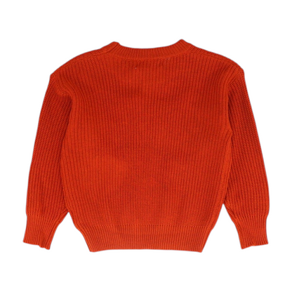 Red Print Pullover Sweater