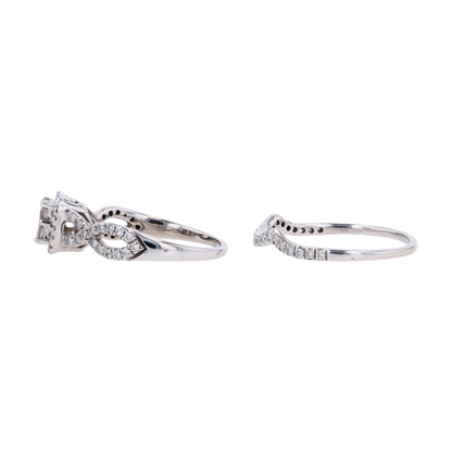 3/4 ctw 14K White Gold Diamond Engagement Ring Set