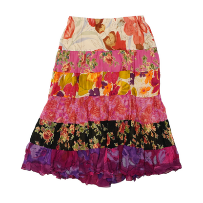 Pink Floral Midi Skirt