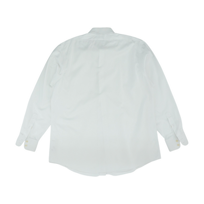 White Solid Long Sleeve Button Down