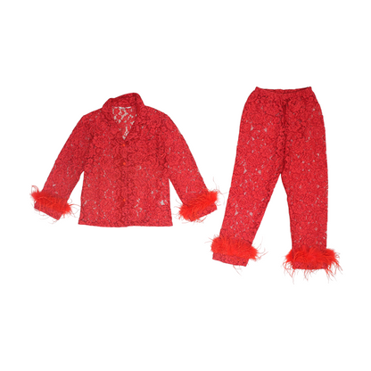 Red Solid Pajama Set