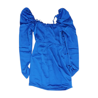Blue Solid Mini Dress