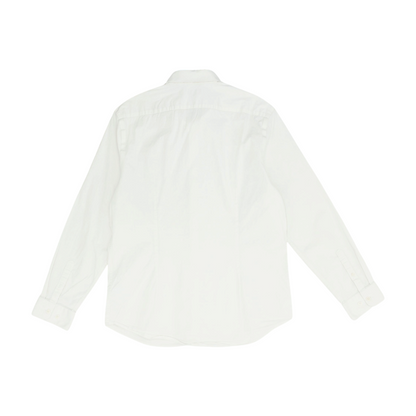 White Solid Long Sleeve Button Down
