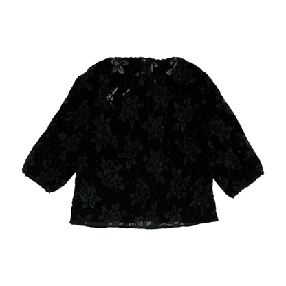 Vintage Black Floral Blouse