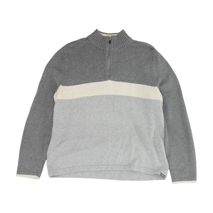 Gray Color Block 1/4 Zip Sweater