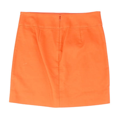 Orange Solid Midi Skirt