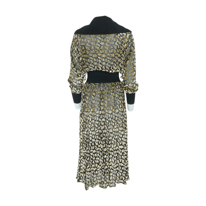 Tan Print Midi Dress