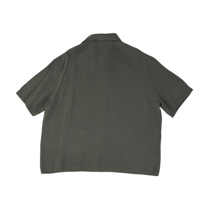Gray Solid Short Sleeve Button Down